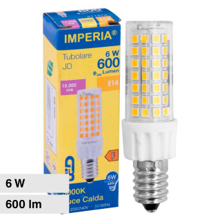 Lampadina LED E14 6W Tubolare T21 SMD Trasparente Imperia