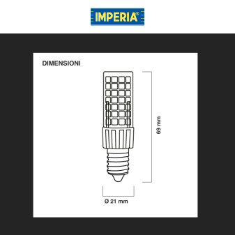 Lampadina LED E14 6W Tubolare T21 SMD Trasparente Imperia