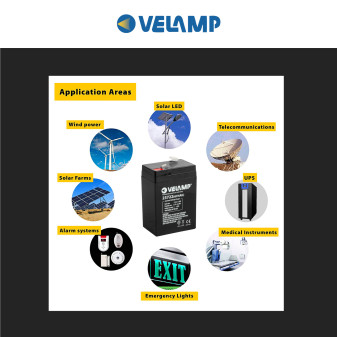 Batteria al Piombo 6V4Ah Ricaricabile Attacchi Faston Velamp