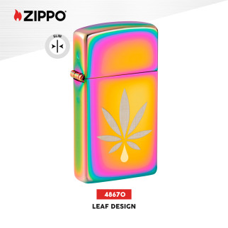 Accendino Zippo Slim 48670 Leaf Design Ricaricabile Antivento