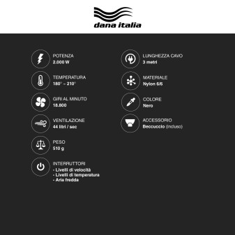 Asciugacapelli Professionale TurboJet 5600 2000W Dana Italia