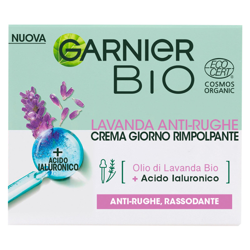 Crema Giorno Rimpolpante Antirughe Olio Lavanda Acido Ialuronico Garnier Bio