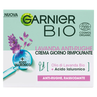 Crema Giorno Rimpolpante Antirughe Olio Lavanda Acido Ialuronico Garnier Bio