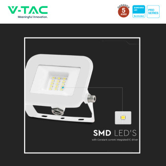V-Tac Pro VT-44010 Faro LED 10W IP65 Chip Samsung Bianco
