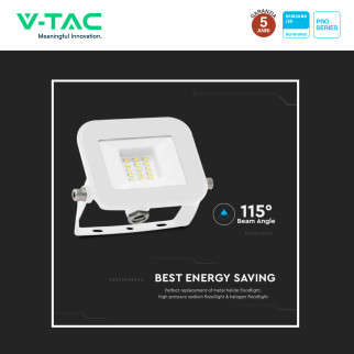 V-Tac Pro VT-44010 Faro LED 10W IP65 Chip Samsung Bianco