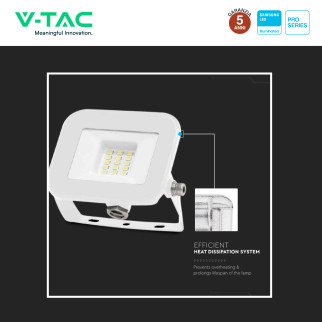 V-Tac Pro VT-44010 Faro LED 10W IP65 Chip Samsung Bianco