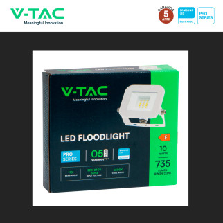V-Tac Pro VT-44010 Faro LED 10W IP65 Chip Samsung Bianco