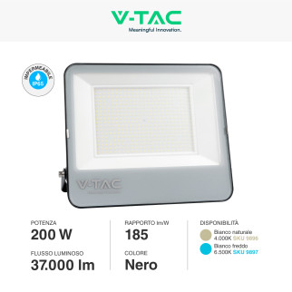 V-Tac VT-44205 Faro LED 200W Faretto SMD IP65 Colore Nero