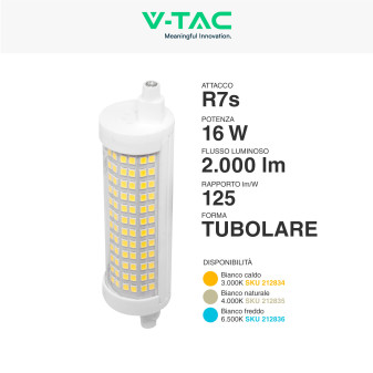 VT-2118 Lampadina LED R7s 16W Tubolare L118 SMD V-Tac