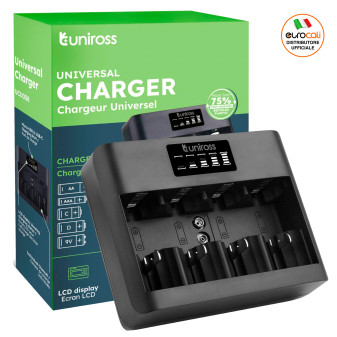 Uniross Universal Charger Caricabatterie Universale AA / AAA / C / D / 9V