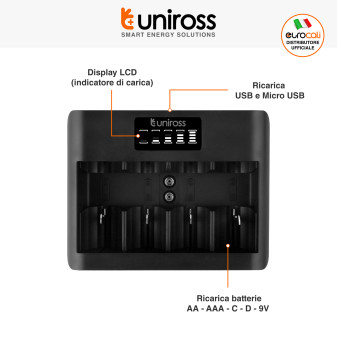 Uniross Universal Charger Caricabatterie Universale AA / AAA / C / D / 9V
