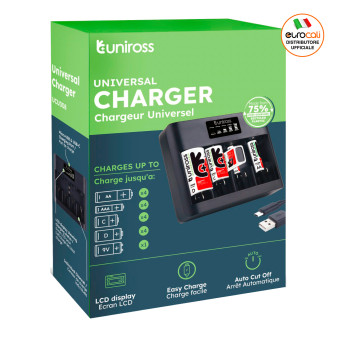 Uniross Universal Charger Caricabatterie Universale AA / AAA / C / D / 9V