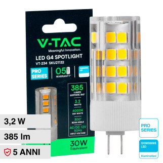 VT-234 Lampadina LED G4 Spotlight 3.2W Tubolare SMD Chip Samsung V-Tac