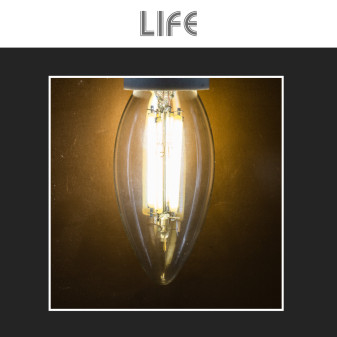 Life Lampadina LED E14 Filament 7W Candela C35 in Vetro