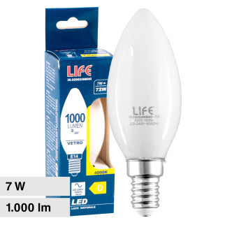 Lampadina LED E14 Filament 7W Candela C35 in Vetro Life
