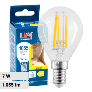 Life Lampadina LED E14 7W P45 MiniGlobo SMD in Vetro