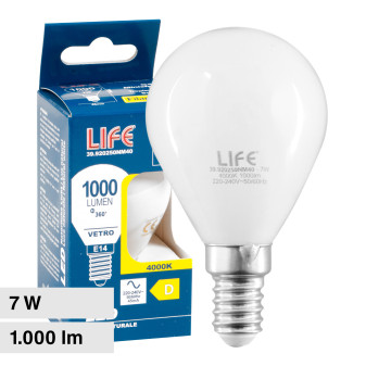 Life Lampadina LED E14 7W P45 Filament MiniGlobo in Vetro