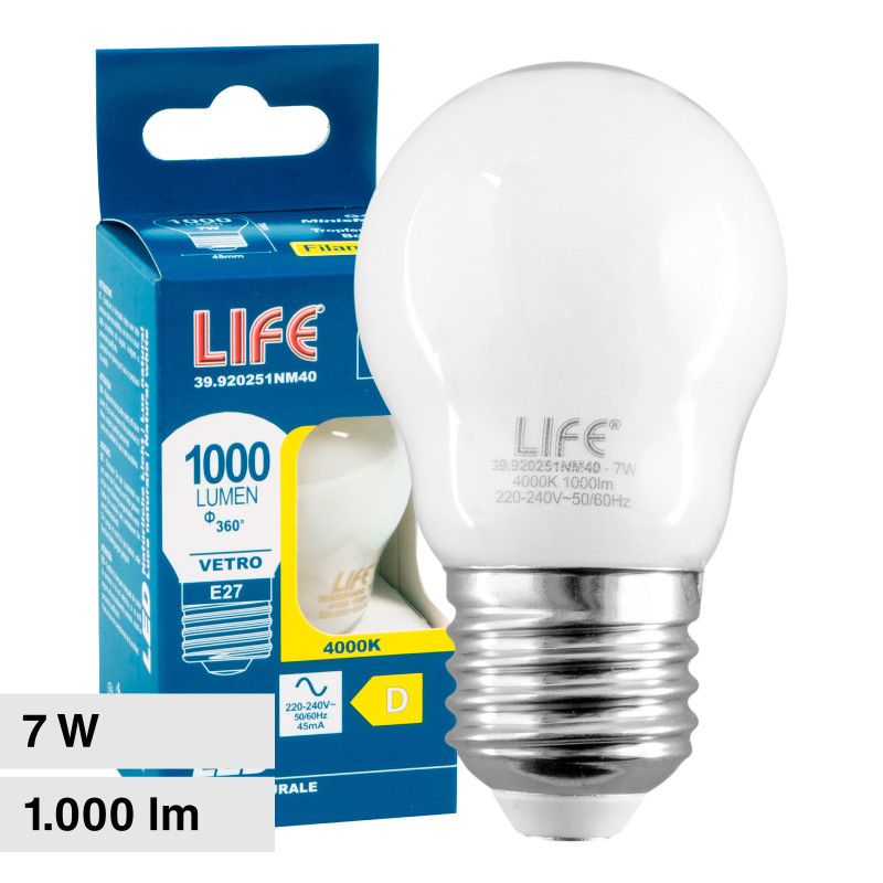 Lampadina LED E27 7W G45 MiniGlobo Filament Life