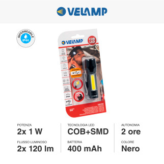 Velamp Torcia LED Ricaricabile Lampada Laterale Zoom IP44