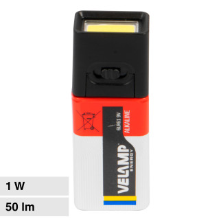 Velamp Torcia LED COB 1W pila 9V Tascabile