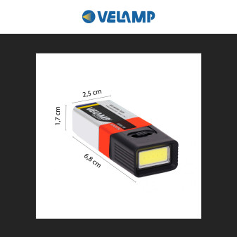 Velamp Torcia LED COB 1W pila 9V Tascabile