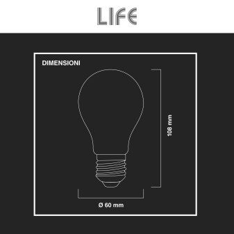 Lampadina LED E27 11W A60 Goccia Filament Vetro Trasparente Life