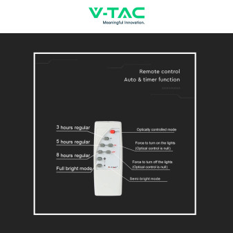 VT-300W Faro LED 50W IP65 Pannello Solare con Telecomando V-Tac