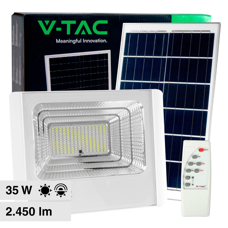 VT-100W Faro LED 35W IP65 Pannello Solare con Telecomando V-Tac