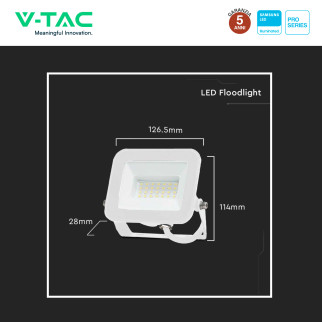 V-Tac Pro VT-44020 Faro LED 20W SMD Chip Samsung Bianco