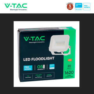 V-Tac Pro VT-44020 Faro LED 20W SMD Chip Samsung Bianco