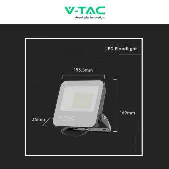 V-Tac VT-4456 Faro LED 50W Faretto SMD IP65 Colore Nero