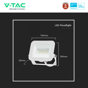 V-Tac Pro VT-44030 Faro LED 30W SMD IP65 bianco