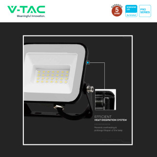 V-Tac Pro VT-44030 Faro LED 30W SMD IP65 nero