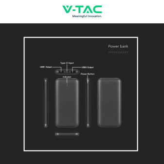 VT-3527 Power Bank 10000mAh Portatile Ricarica Rapida V-Tac