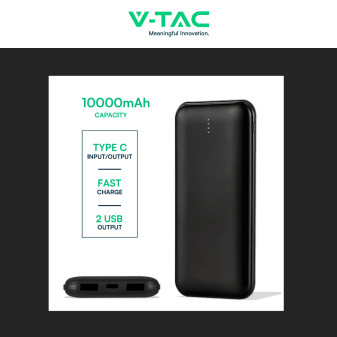 VT-3527 Power Bank 10000mAh Portatile Ricarica Rapida V-Tac