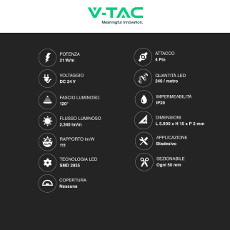 VT-2835 Striscia LED Flessibile Changing Color 105W V-Tac