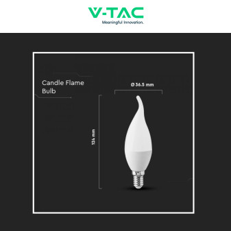 V-Tac VT-1818TP Lampadina LED SMD E14 3,7W C37 Candela Fiamma V-Tac