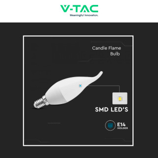 V-Tac VT-1818TP Lampadina LED SMD E14 3,7W C37 Candela Fiamma V-Tac