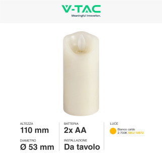 VT-7568 Lampada LED da Tavolo Effetto Candela 53x110mm V-Tac