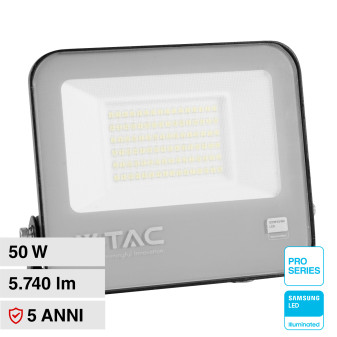 VT-4455 Faro LED 50W SMD IP65 Chip Samsung Colore Nero V-Tac Pro