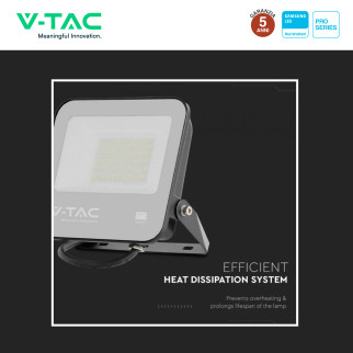 VT-4455 Faro LED 50W SMD IP65 Chip Samsung Colore Nero V-Tac Pro