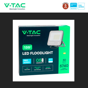 VT-4455 Faro LED 50W SMD IP65 Chip Samsung Colore Nero V-Tac Pro