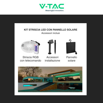 VT-2835 Striscia LED RGB con Pannello Solare e Telecomando 6W V-Tac