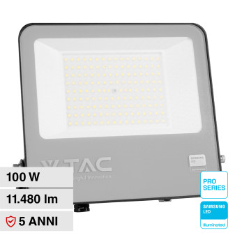 VT-44101 Faro LED 100W SMD Chip Samsung IP65 Nero V-Tac Pro