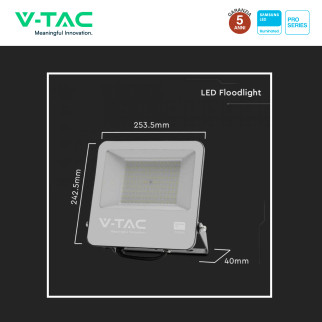 VT-44101 Faro LED 100W SMD Chip Samsung IP65 Nero V-Tac Pro