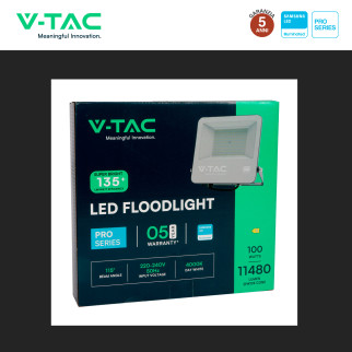 VT-44101 Faro LED 100W SMD Chip Samsung IP65 Nero V-Tac Pro