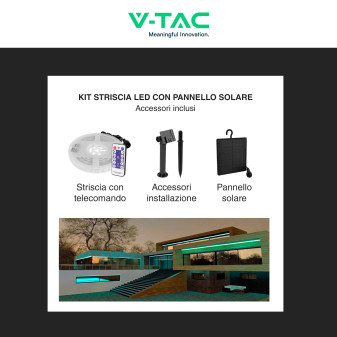 VT-2835 Striscia LED SMD con Pannello Solare e Telecomando 6W V-Tac