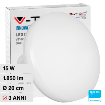 VT-8033RD Plafoniera LED Rotonda 15W SMD Chip Samsung V-Tac