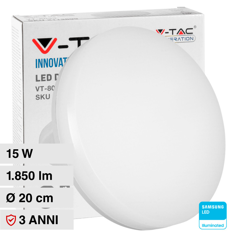 VT-8033RD Plafoniera LED Rotonda 15W SMD Chip Samsung V-Tac