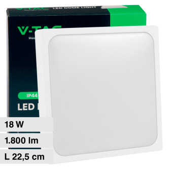 VT-8618 Plafoniera LED Quadrata 18W SMD IP44 Bianca V-Tac